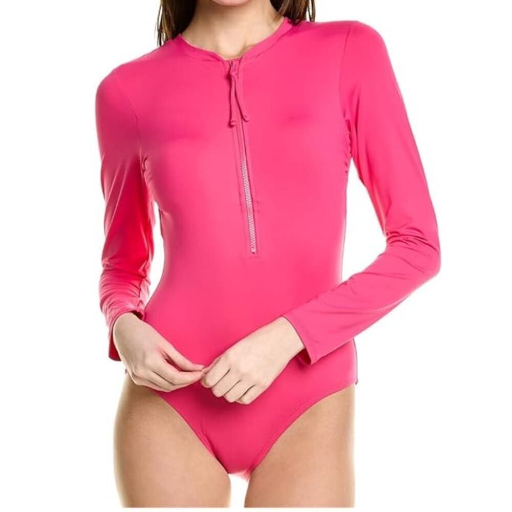 Anne Cole Women's Zipper Removable Padding Rashguard One Piece Swimsuit Size 12